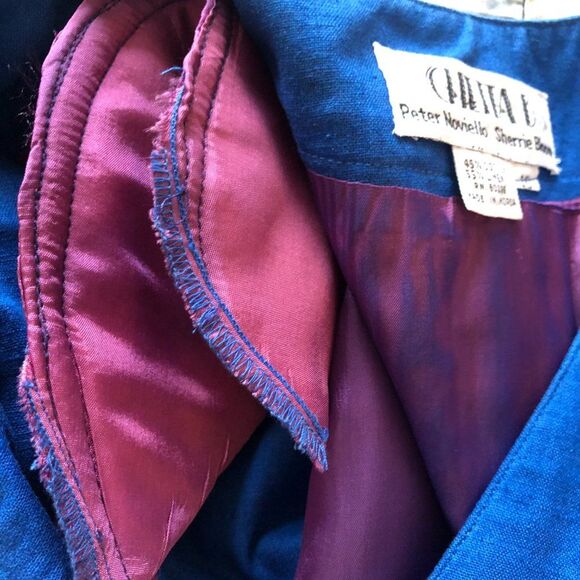 Vintage Button Front Midi Dress Size 10 Blue Statement Button Short Sleeve - Picture 7 of 9